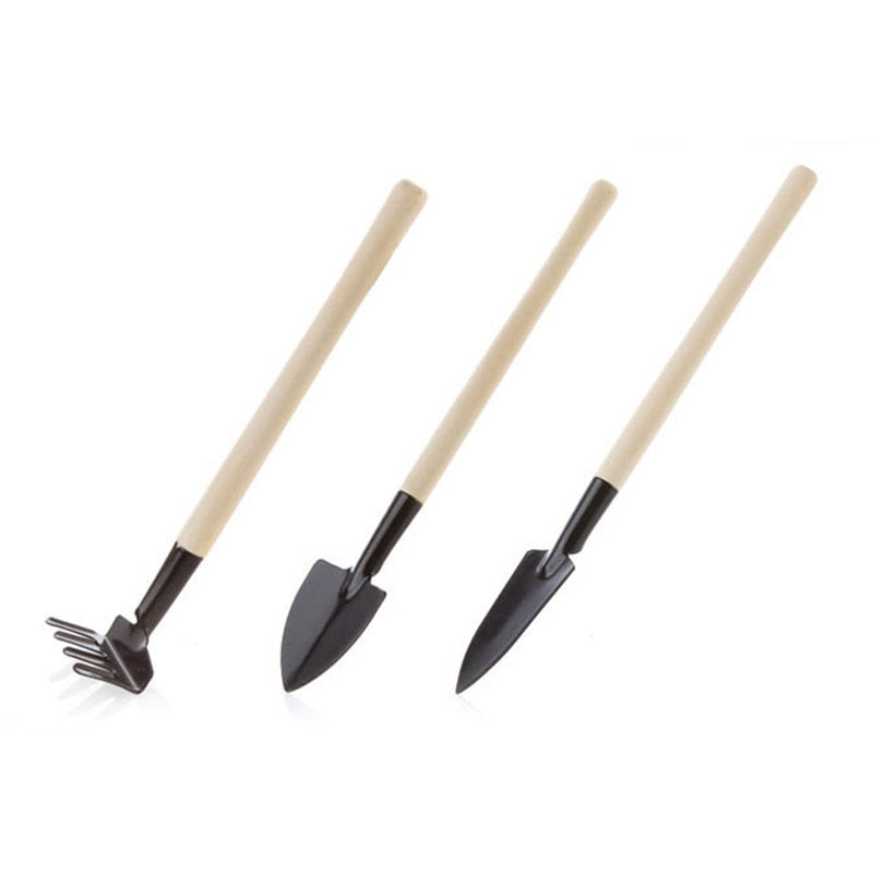 3 Piece Mini Garden Tool Kit Shovel Rake Spade